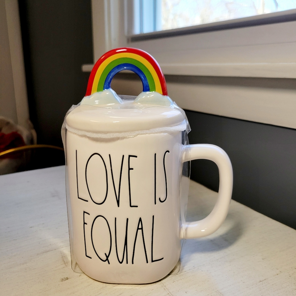 Rae Dunn LOVE IS EQUAL Rainbow 🌈 Topper Mug